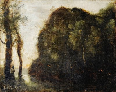 Arbres au coucher du soleil - Jean Baptiste Camille Corot